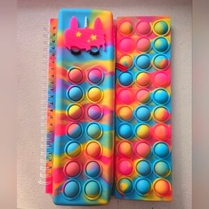 Pop It Fidget Notebook with Matching Zipper Pencil Case Tie Dye Set